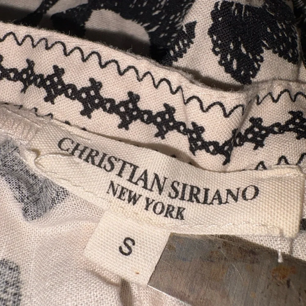 Christian Siriano Boho Peasant Top Cream Black Floral Lace Small AR41 - Picture 4 of 4